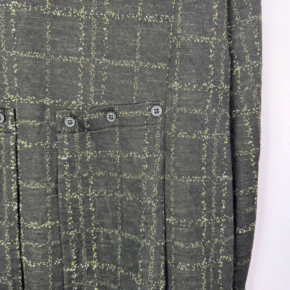 Vintage Spirittious Blue Plaid Full Button Knit Trench Coat L - Picture 6 of 6